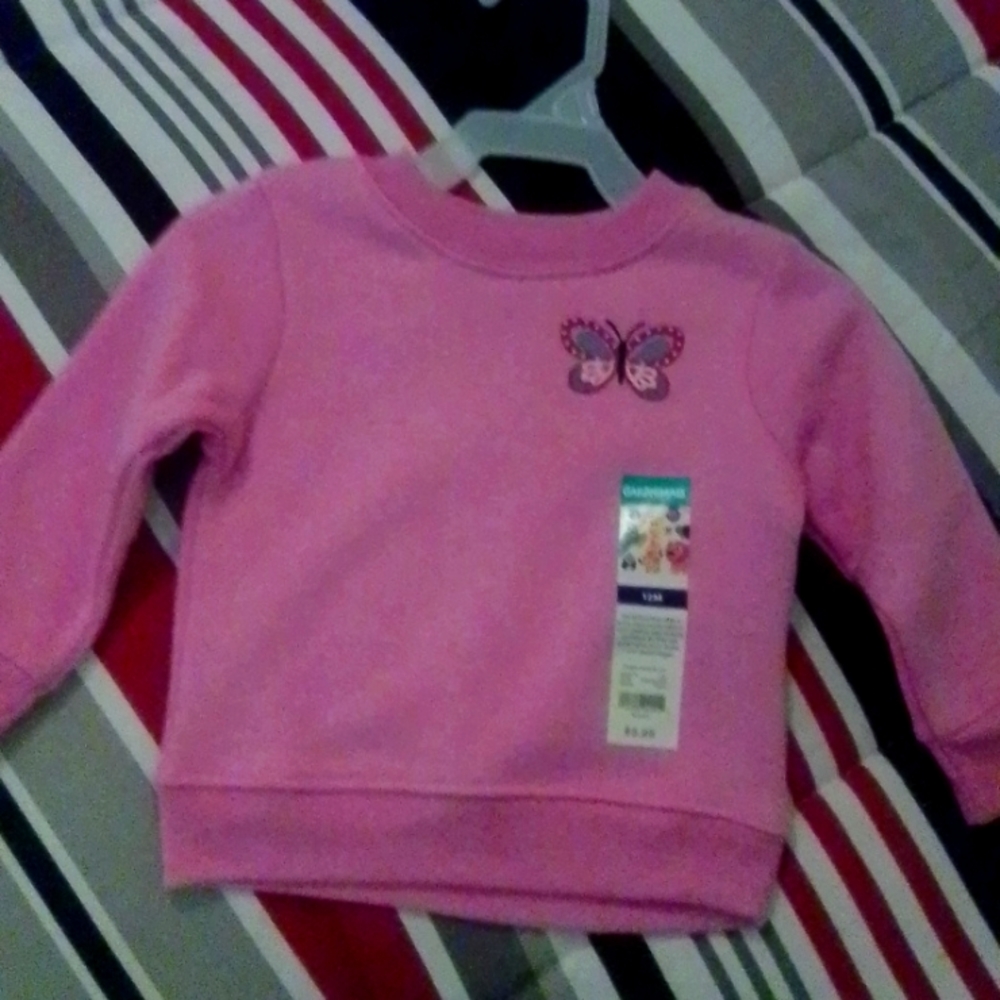 Toddler girls size 12m pink butterfly sweatshirt